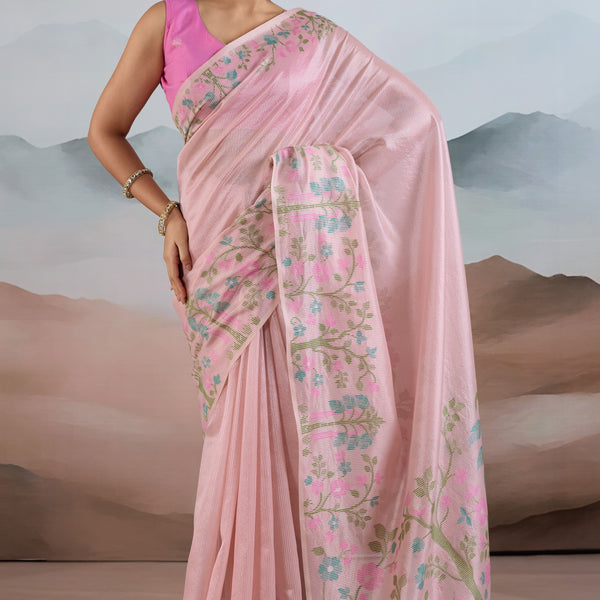 The Handloom Zari Tissue with Brasso Weaving Saree