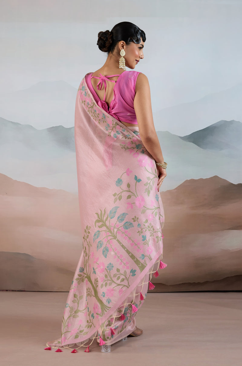 The Handloom Zari Tissue with Brasso Weaving Saree