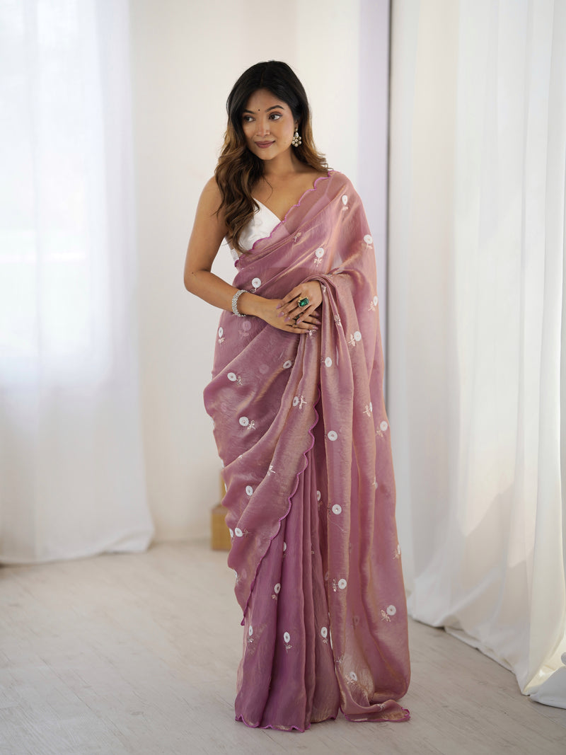 Liquid Fendy Satin with Dazzling Sequin Work Saree