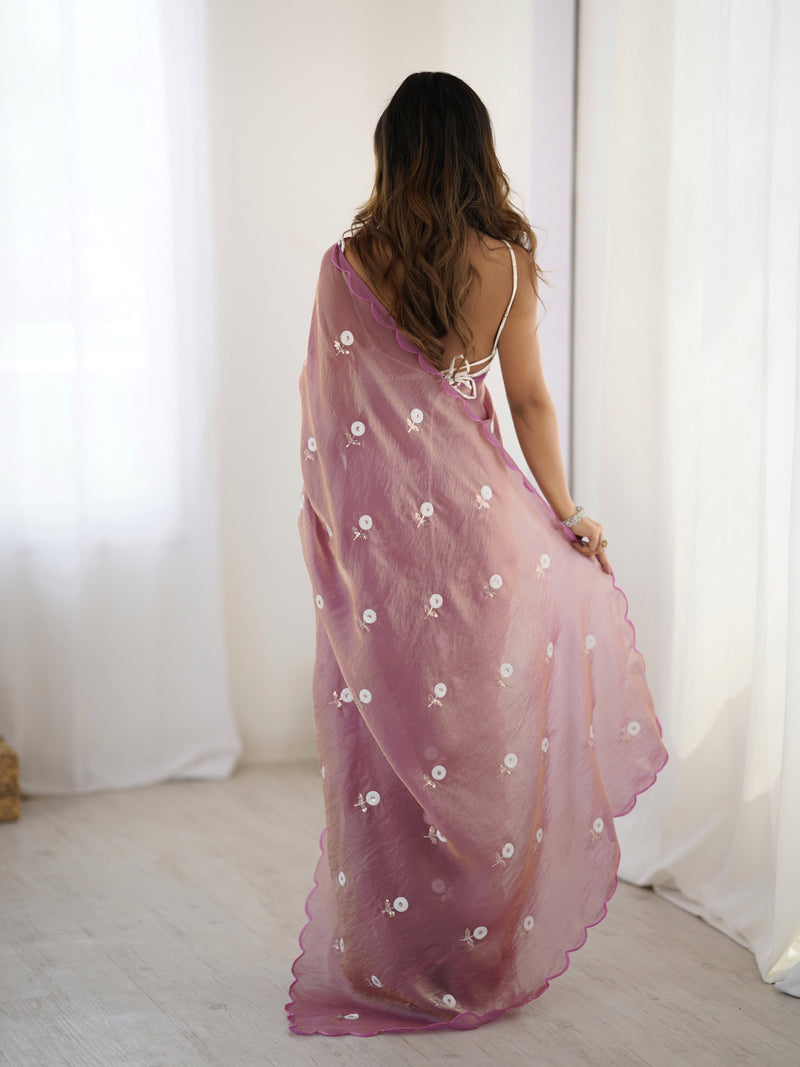 Liquid Fendy Satin with Dazzling Sequin Work Saree