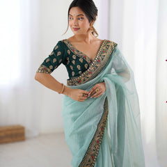 Twill Net, Banarasi Crush & Intricate Cording Saree