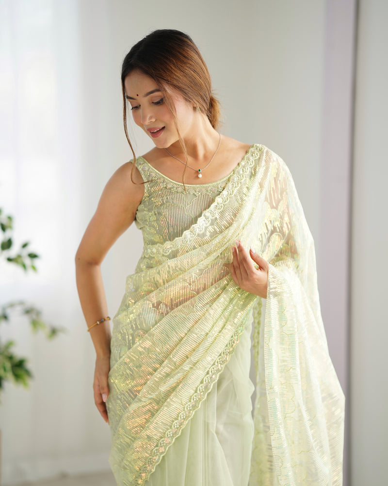 Butterfly Glow Saree Soft Net & 3mm Sequin Sparkle