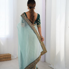 Twill Net, Banarasi Crush & Intricate Cording Saree