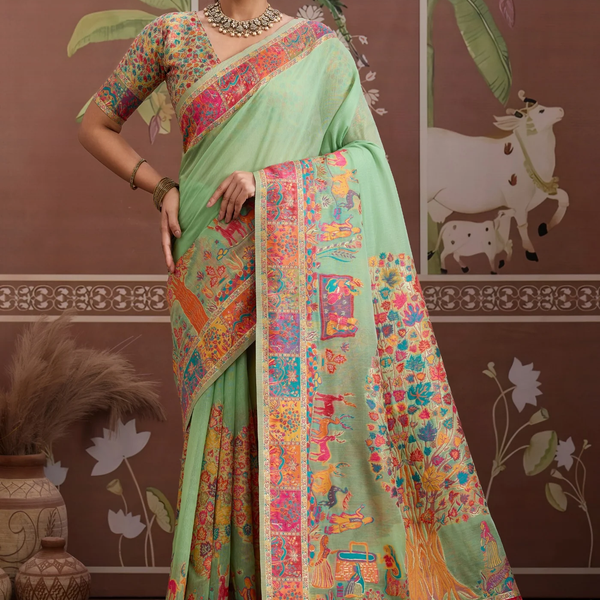 Luxurious Cotton Pashmina Weaving Saree