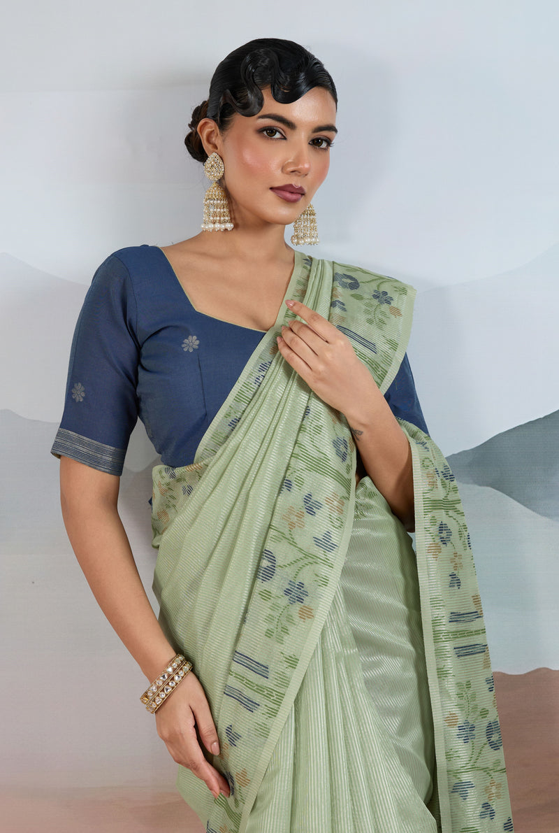 The Handloom Zari Tissue with Brasso Weaving Saree