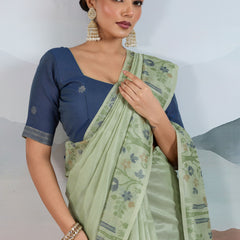 The Handloom Zari Tissue with Brasso Weaving Saree