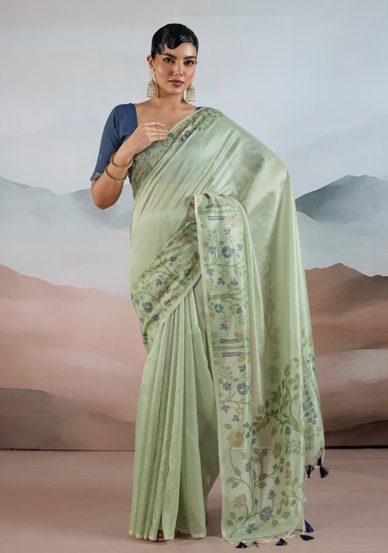 The Handloom Zari Tissue with Brasso Weaving Saree