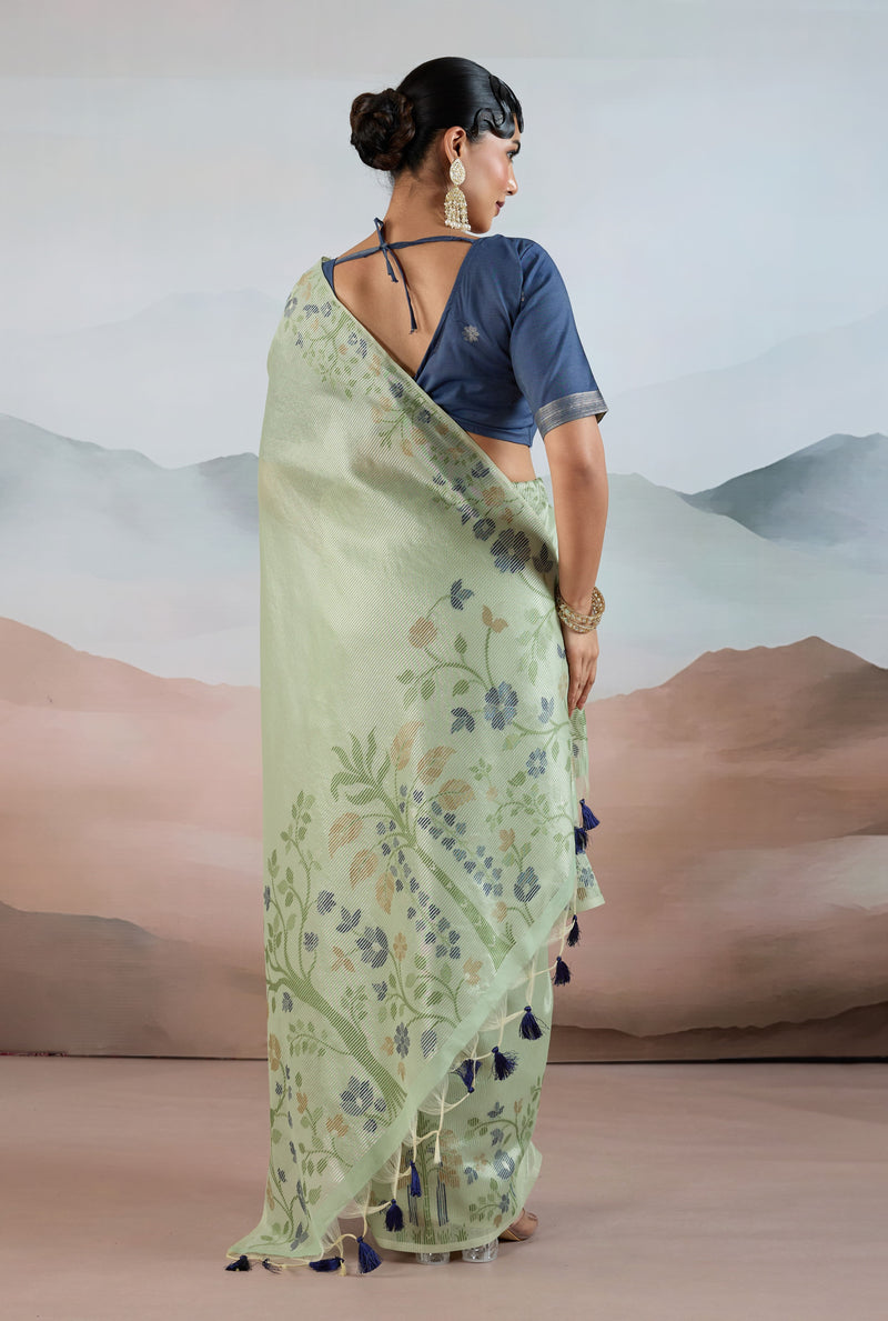 The Handloom Zari Tissue with Brasso Weaving Saree