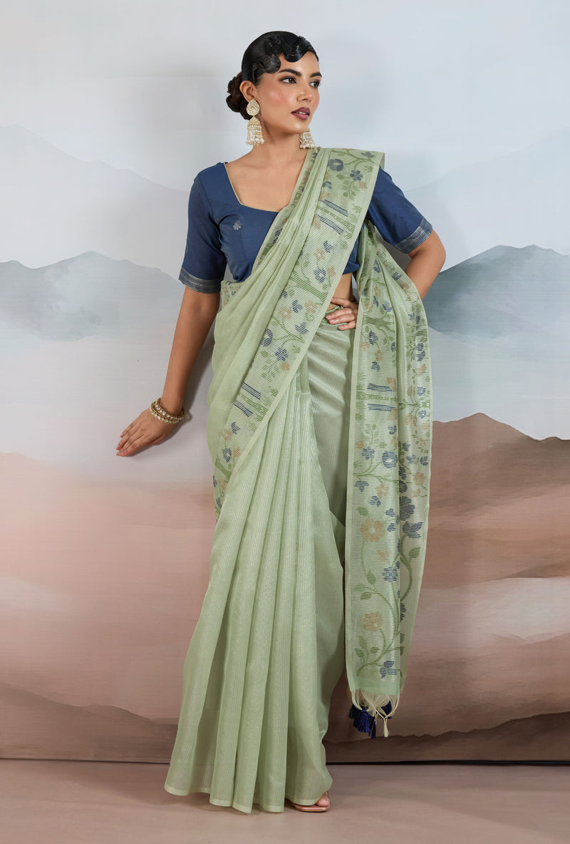 The Handloom Zari Tissue with Brasso Weaving Saree