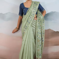 The Handloom Zari Tissue with Brasso Weaving Saree