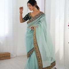 Twill Net, Banarasi Crush & Intricate Cording Saree