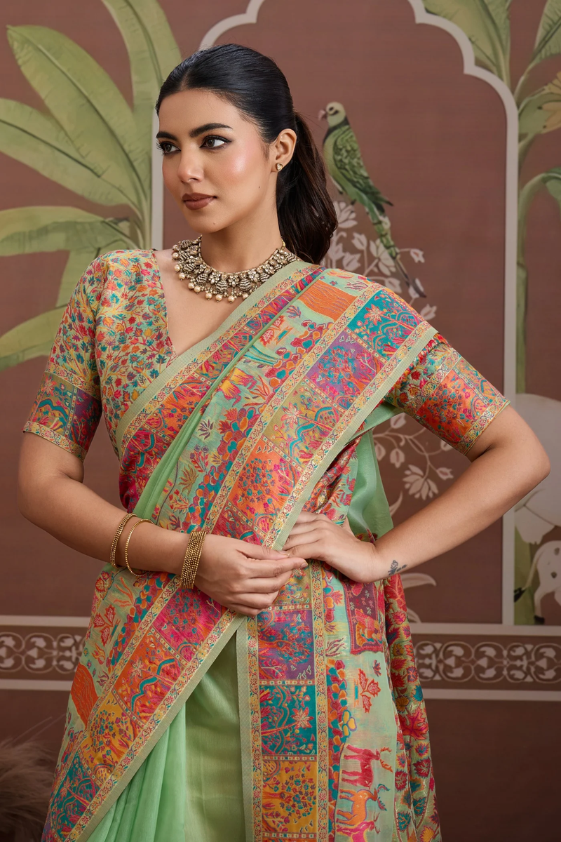 Luxurious Cotton Pashmina Weaving Saree