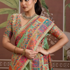 Luxurious Cotton Pashmina Weaving Saree