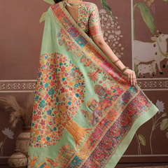 Luxurious Cotton Pashmina Weaving Saree