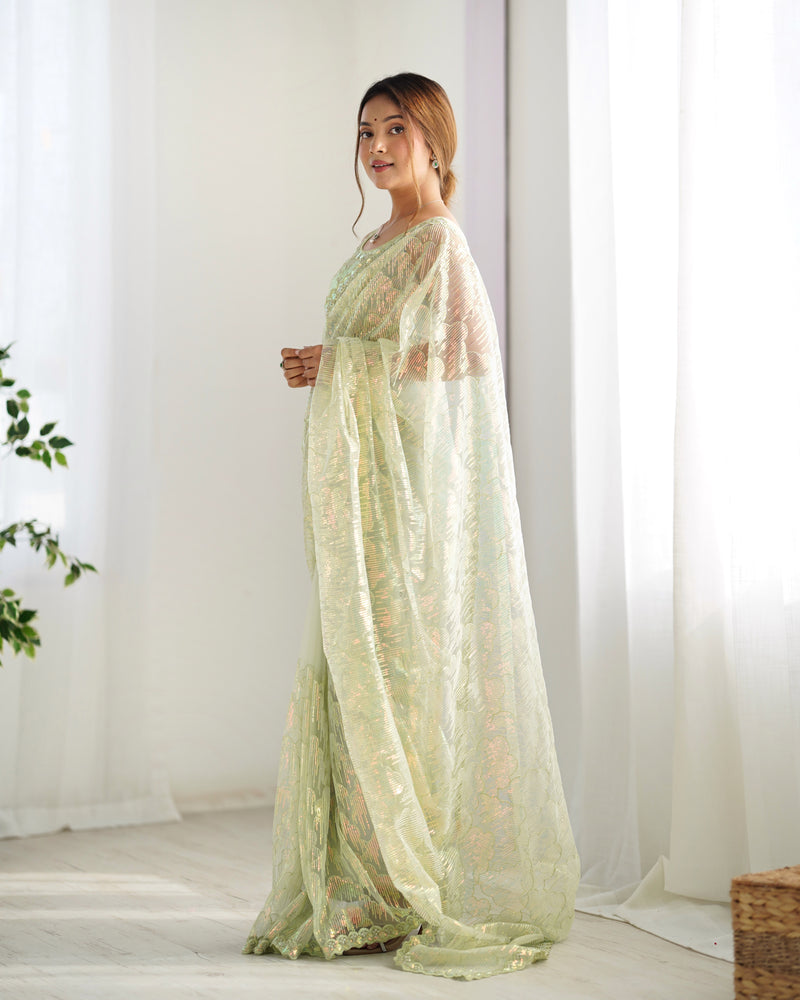 Butterfly Glow Saree Soft Net & 3mm Sequin Sparkle