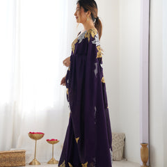 Vichitra Silk Saree with Fine Hand Embroidery