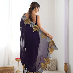 Vichitra Silk Saree with Fine Hand Embroidery