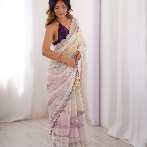 NC Satin & Arco Lace Elegance Saree