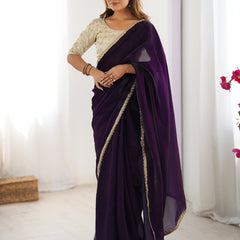 Fendy Satin Saree with Sequin Lace Border