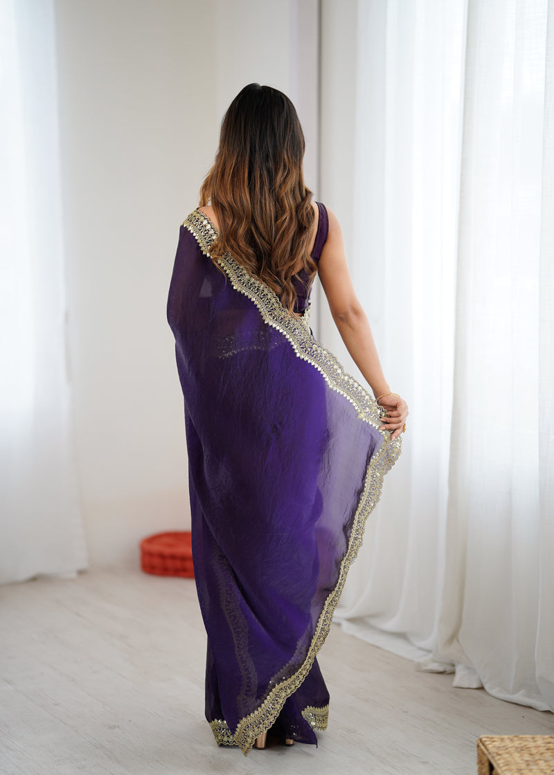 Fendy Grandeur Saree Sequin on Pure Satin