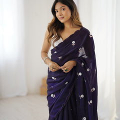 Liquid Fendy Satin with Dazzling Sequin Work Saree