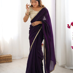 Fendy Satin Saree with Sequin Lace Border