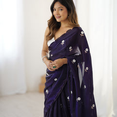 Liquid Fendy Satin with Dazzling Sequin Work Saree