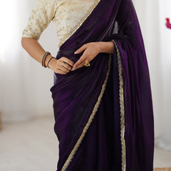Fendy Satin Saree with Sequin Lace Border