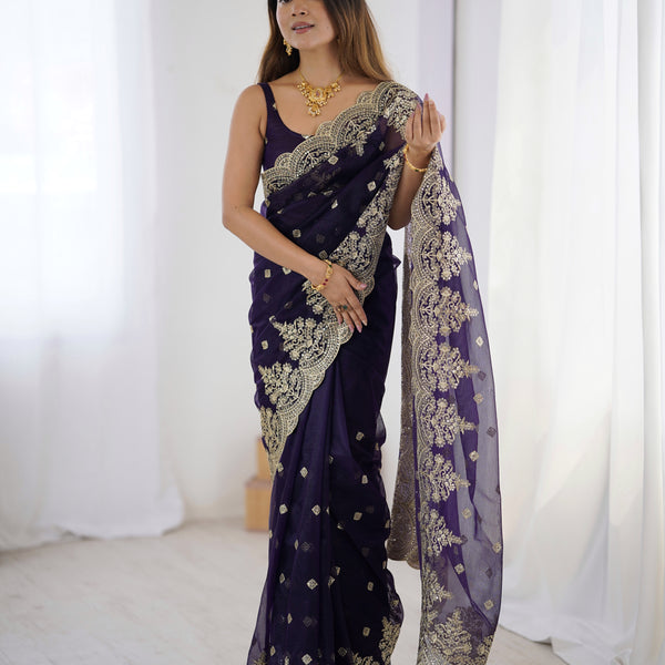 Soft Twill Net & Sequin Elegance Saree