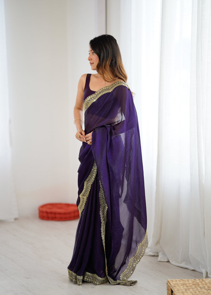 Fendy Grandeur Saree Sequin on Pure Satin