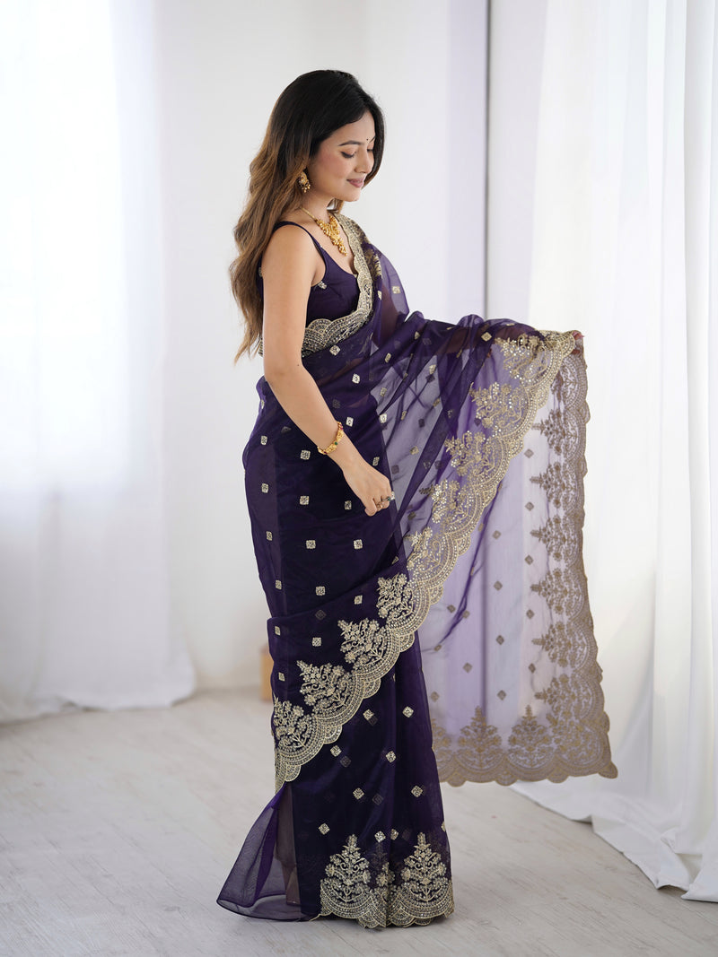 Soft Twill Net & Sequin Elegance Saree
