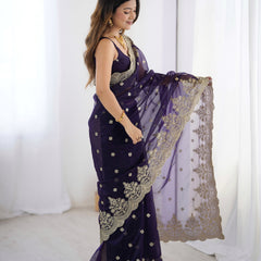Soft Twill Net & Sequin Elegance Saree