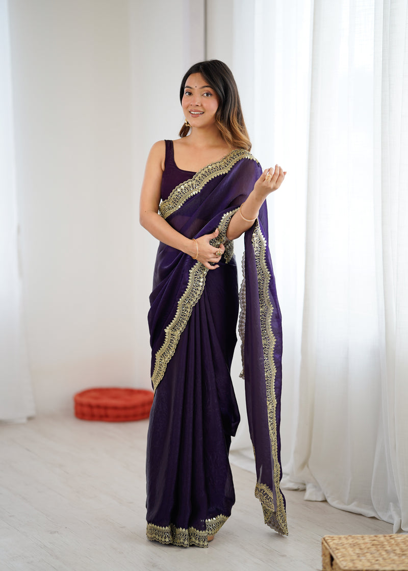 Fendy Grandeur Saree Sequin on Pure Satin