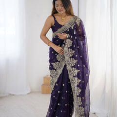 Soft Twill Net & Sequin Elegance Saree