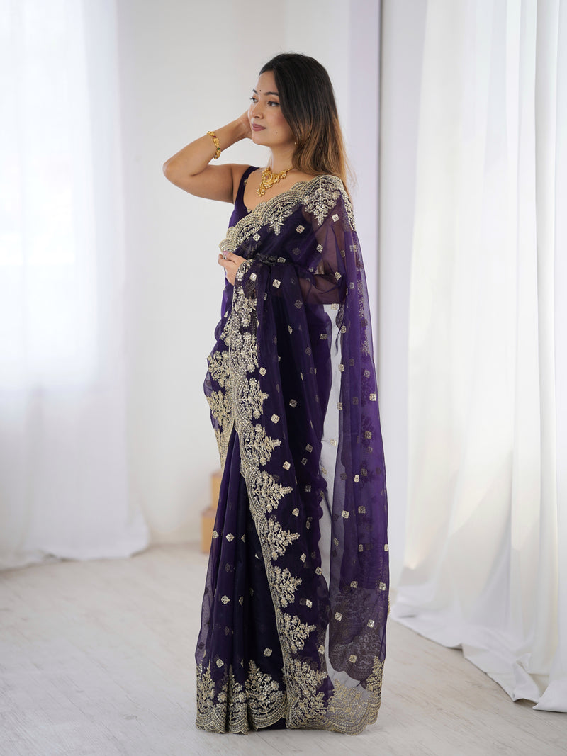 Soft Twill Net & Sequin Elegance Saree