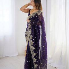 Soft Twill Net & Sequin Elegance Saree