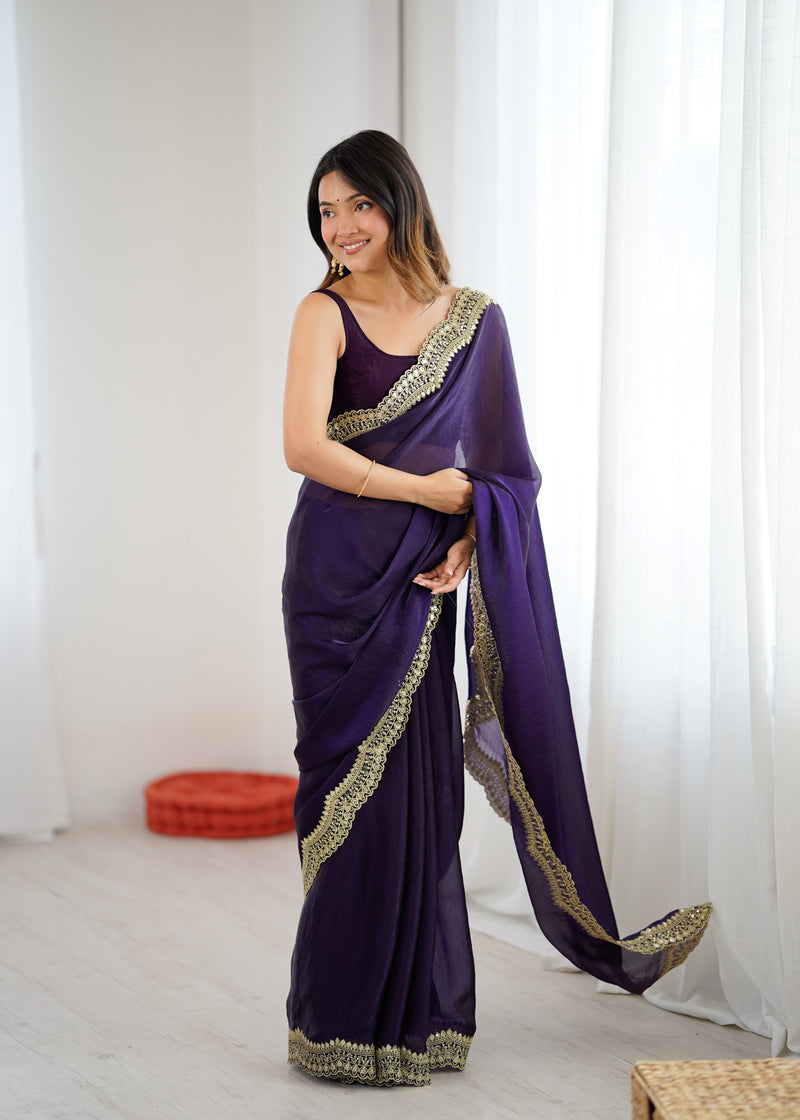 Fendy Grandeur Saree Sequin on Pure Satin