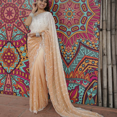 The Luminous Beaded Satin Saree
