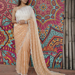 The Luminous Beaded Satin Saree