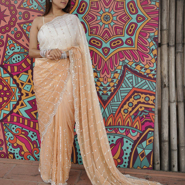 The Luminous Beaded Satin Saree