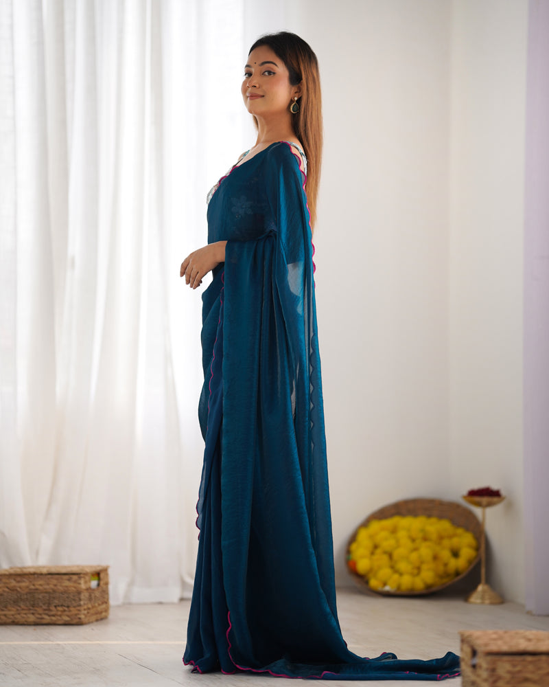 Space Silk Saree with Arco Border