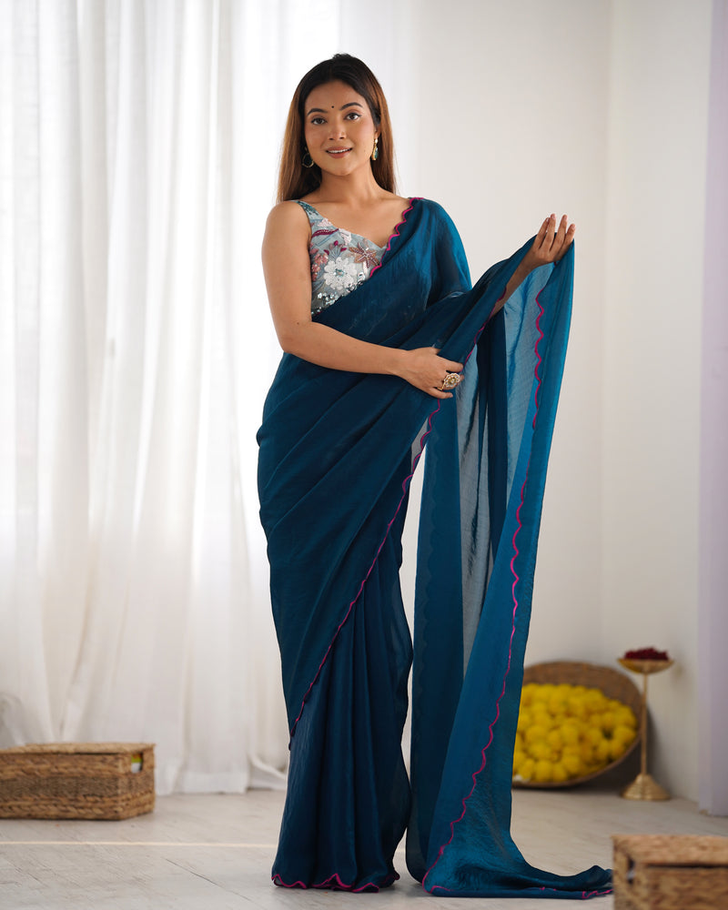 Space Silk Saree with Arco Border