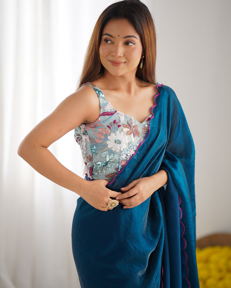 Space Silk Saree with Arco Border