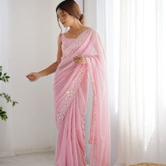 Embellished Georgette with Sequins & Embroidery Work Saree