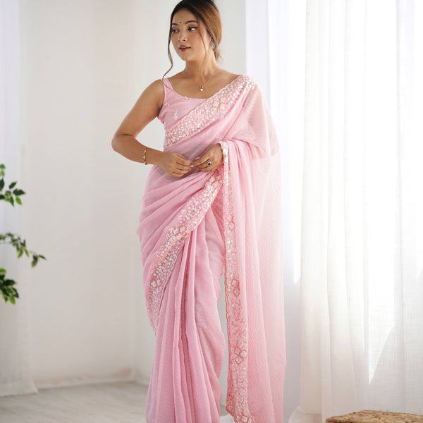 Embellished Georgette with Sequins & Embroidery Work Saree