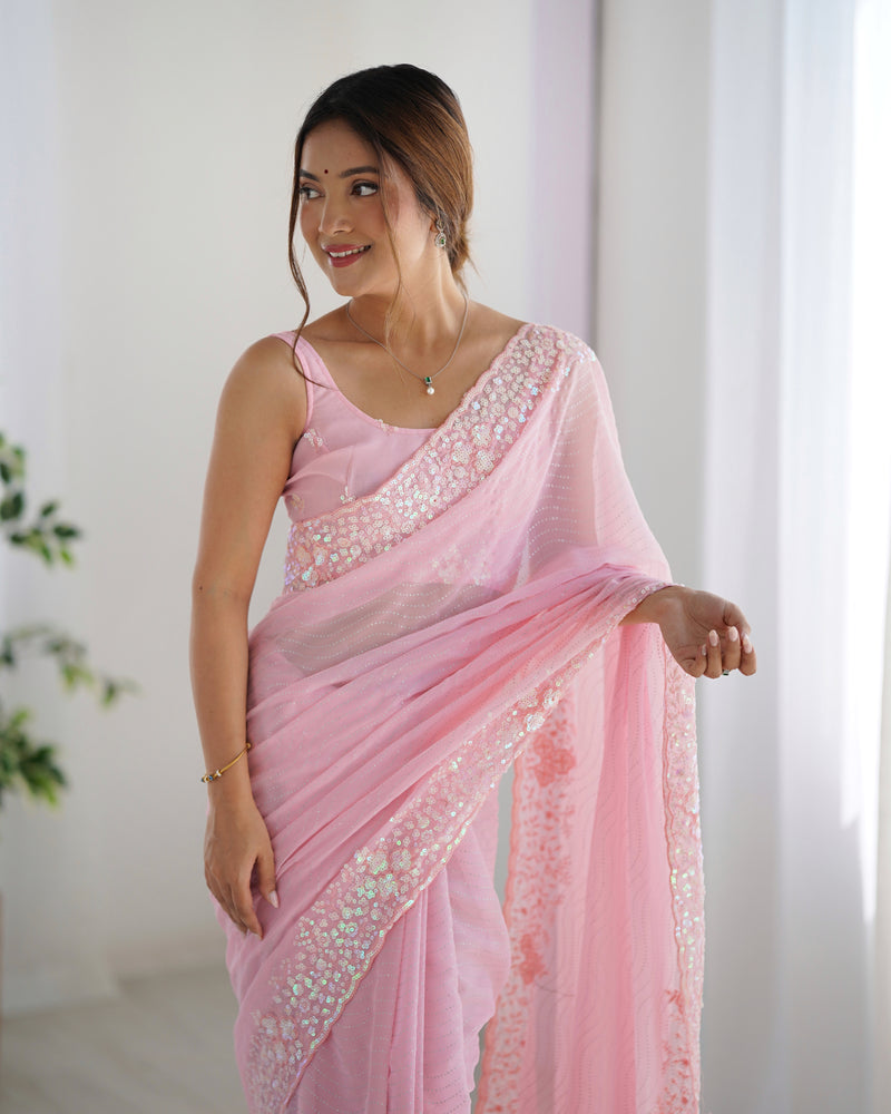 Embellished Georgette with Sequins & Embroidery Work Saree