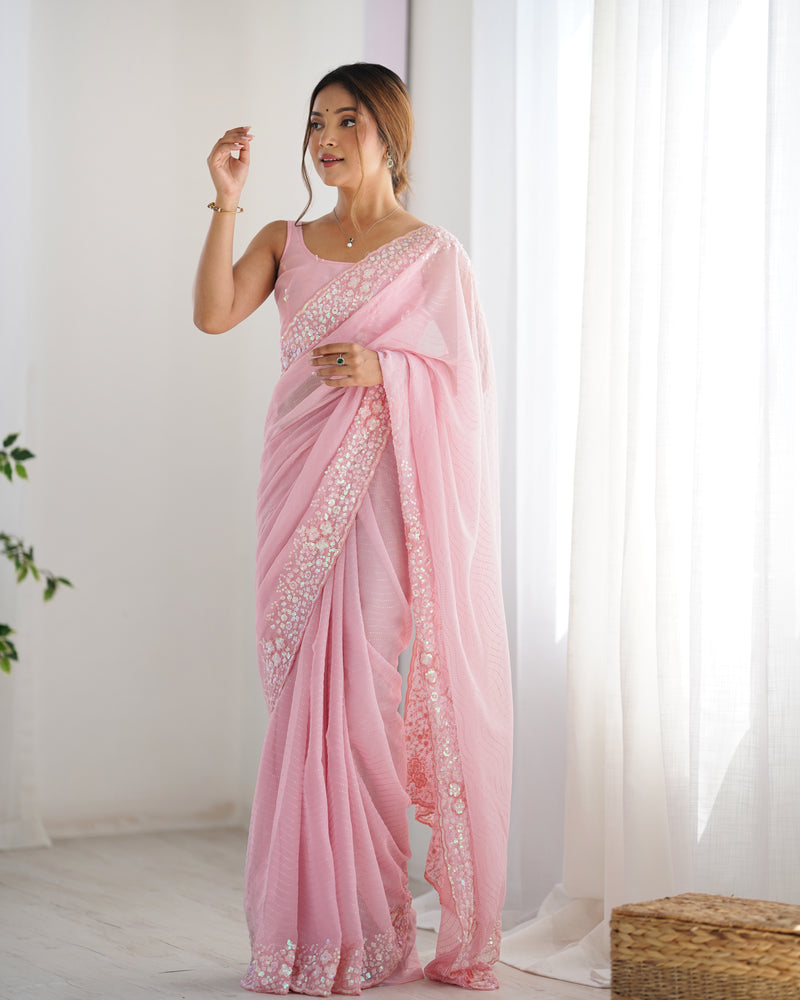 Embellished Georgette with Sequins & Embroidery Work Saree