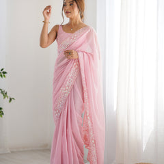 Embellished Georgette with Sequins & Embroidery Work Saree