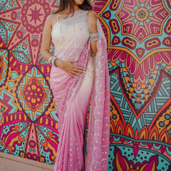 The Luminous Beaded Satin Saree