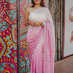 The Luminous Beaded Satin Saree